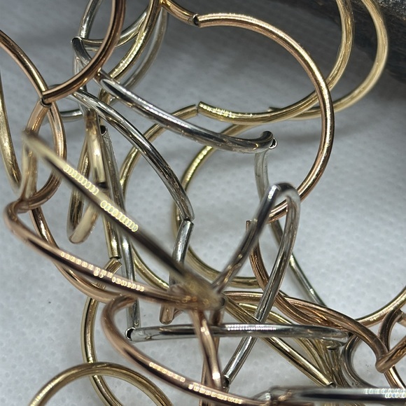 B&P Tri Color Rose Gold Silver Tone Multi Strand NECKLACE Glamour Designer Curve - Picture 3 of 8